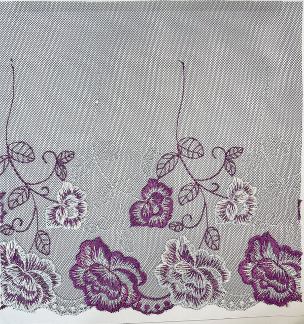 OEM ODM Custom High Quality New Design Purple Embroidery Lace