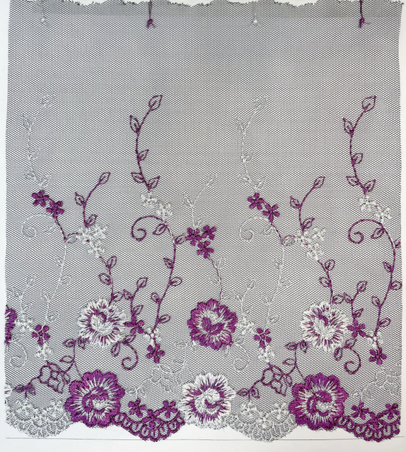 OEM ODM Custom High Quality New Design Purple Embroidery Lace