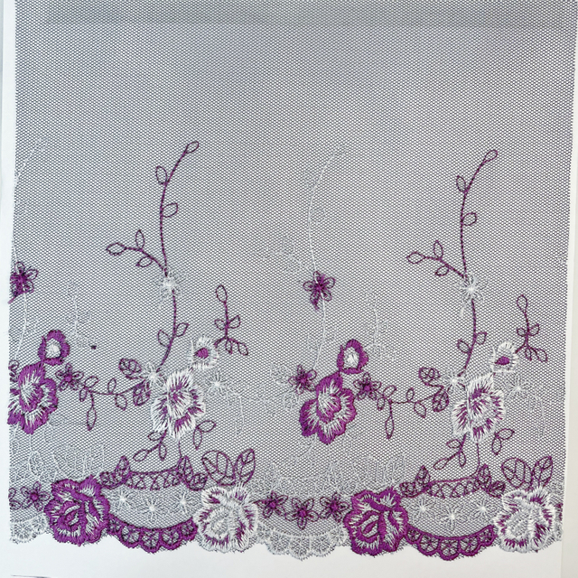 OEM ODM Custom High Quality New Design Purple Embroidery Lace