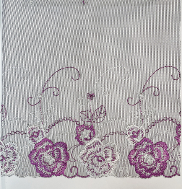 OEM ODM Custom High Quality New Design Purple Embroidery Lace