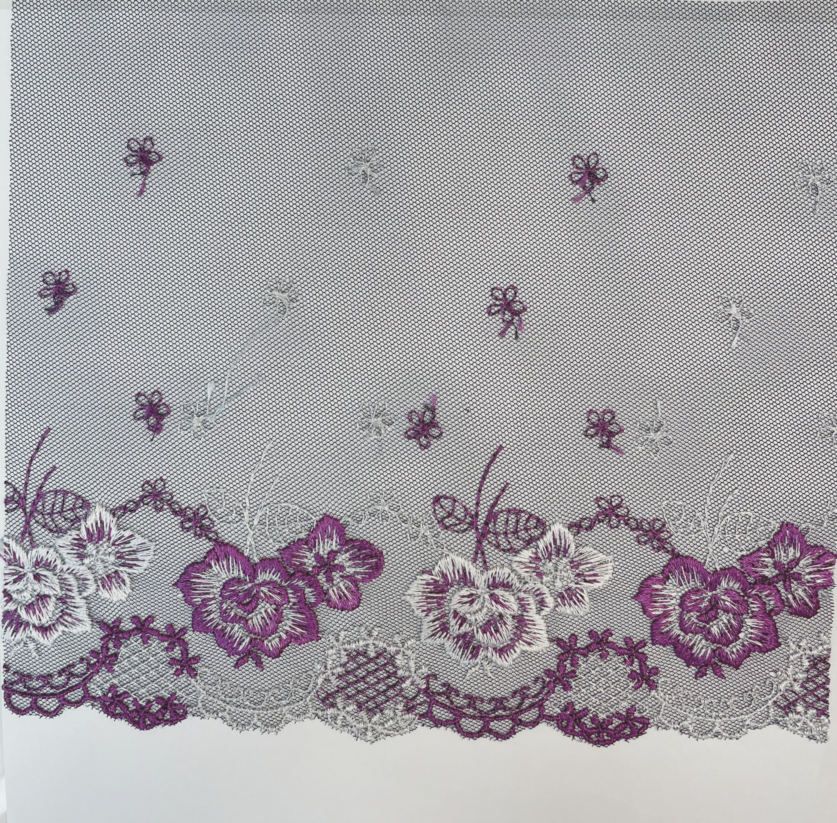 OEM ODM Custom High Quality New Design Purple Embroidery Lace